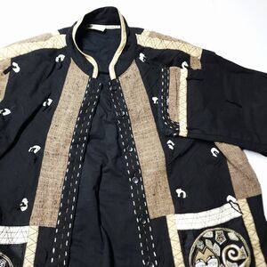 Yak Magik Made In Nepal Jacket Womens 1X Silk Blend 30+ Bear Adornments VTG 90s